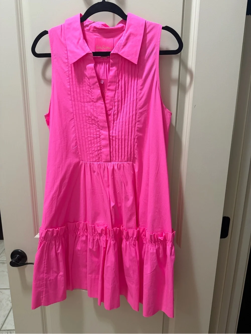 Lilly Pulitzer Neon Pink Sleeveless Ruffle Hem Dress - Picture 1 of 3